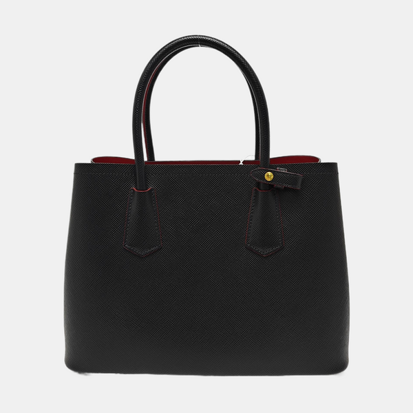 Double Small Saffiano Calfskin Black