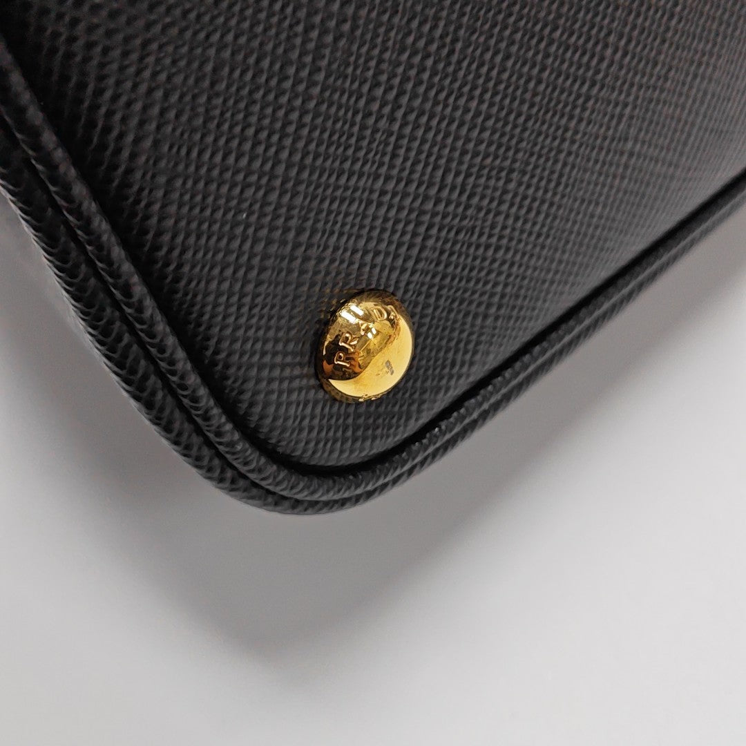 Double Small Saffiano Calfskin Black
