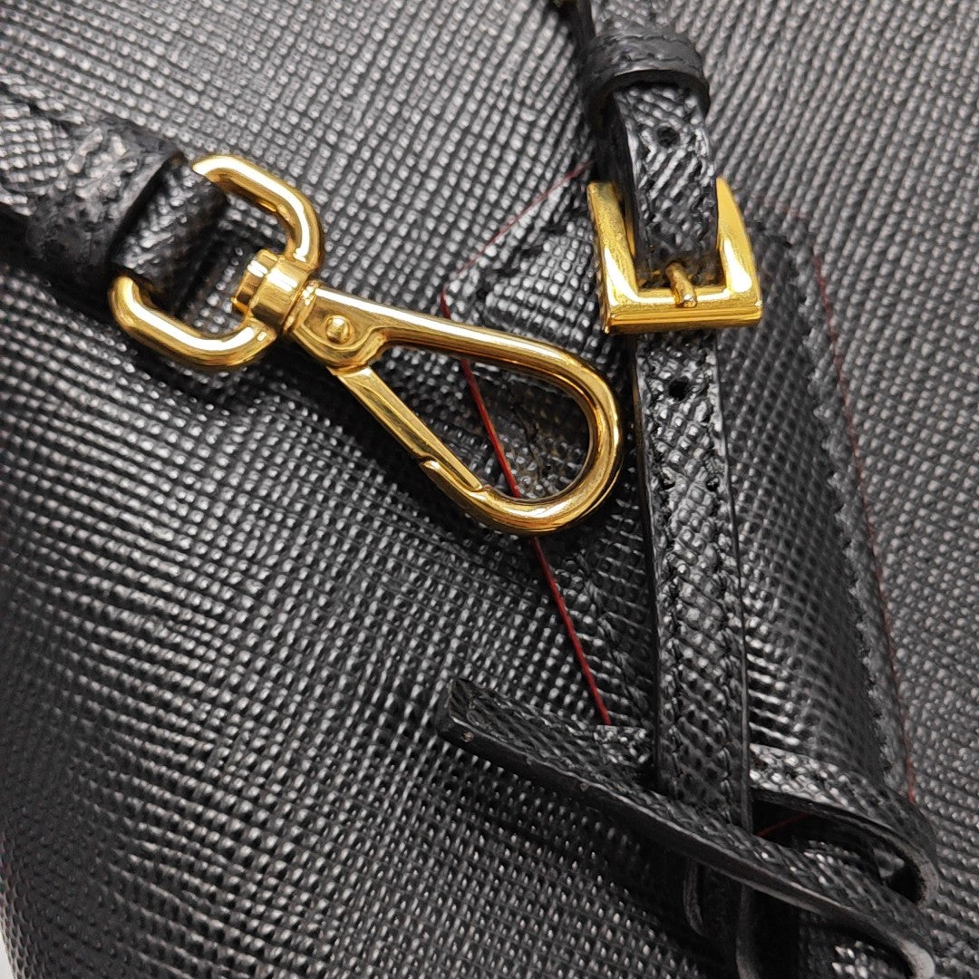 Double Small Saffiano Calfskin Black