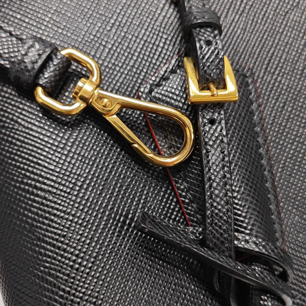 Double Small Saffiano Calfskin Black