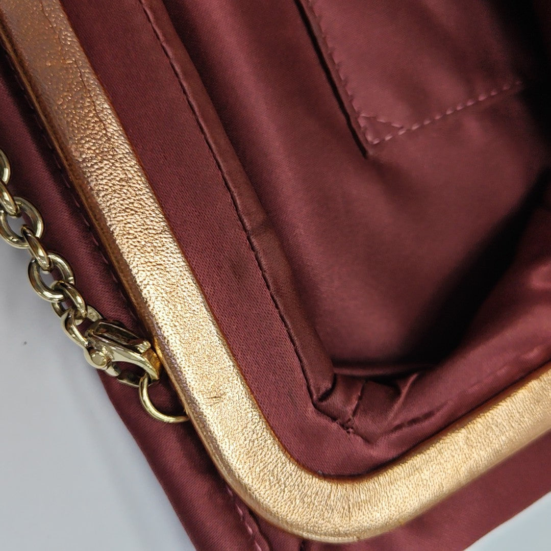 Silk Satin Top Handle Bag Red