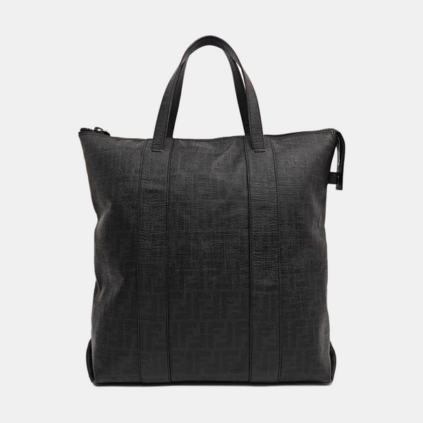 Coated Canvas Top Handle Bag Black