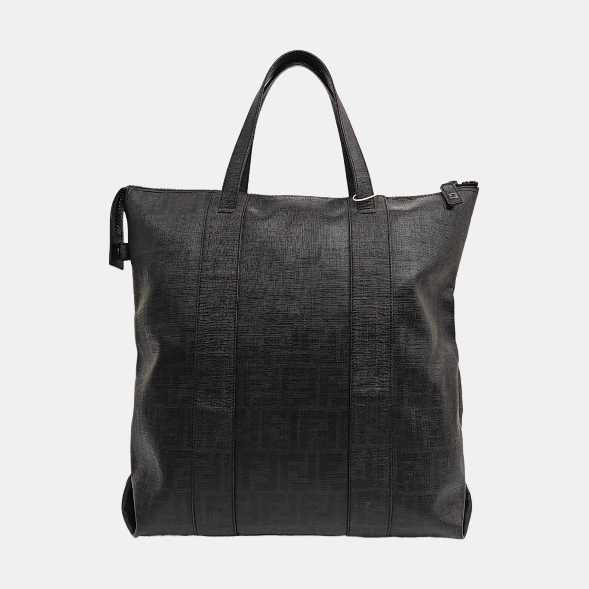Coated Canvas Top Handle Bag Black