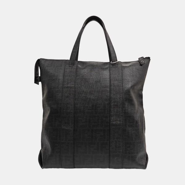 Coated Canvas Top Handle Bag Black