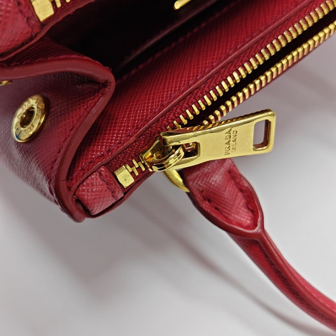 Galleria Super Mini Saffiano Calfskin Red