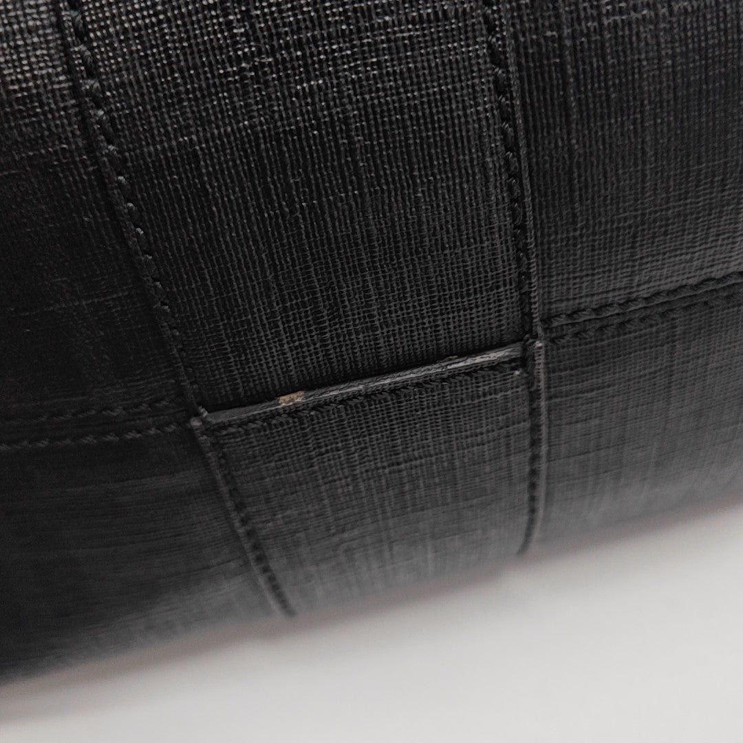 Coated Canvas Top Handle Bag Black