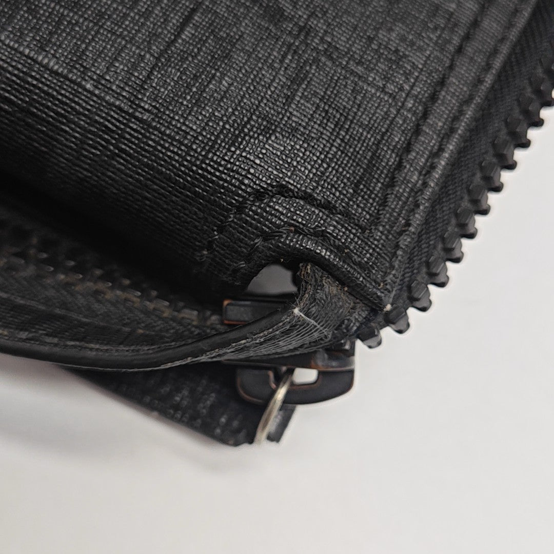 Coated Canvas Top Handle Bag Black