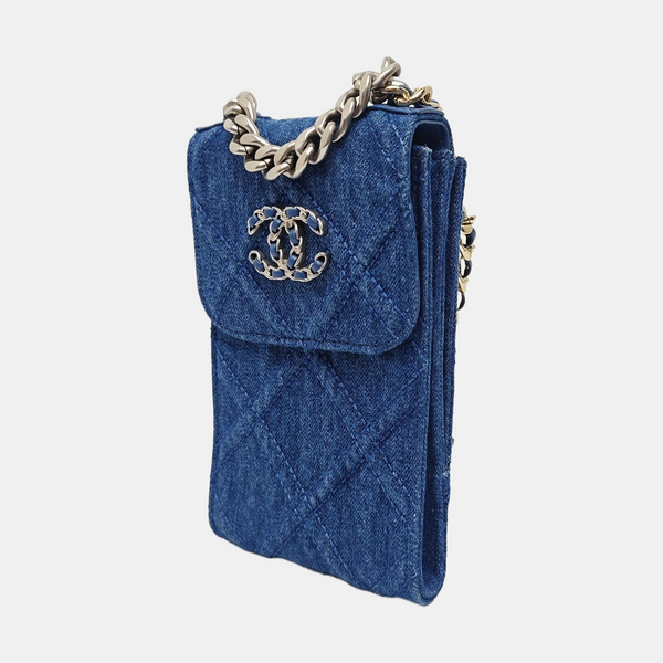 CHAIN INFINITY TOP HANDLE Quilted Denim Blue