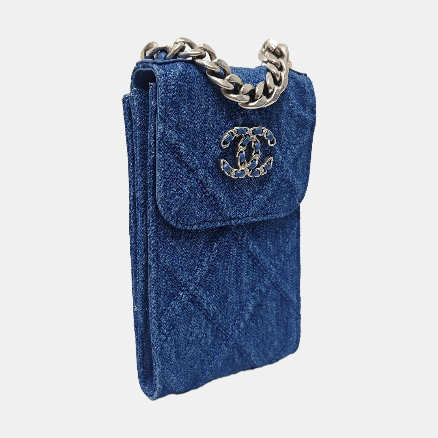 CHAIN INFINITY TOP HANDLE Quilted Denim Blue