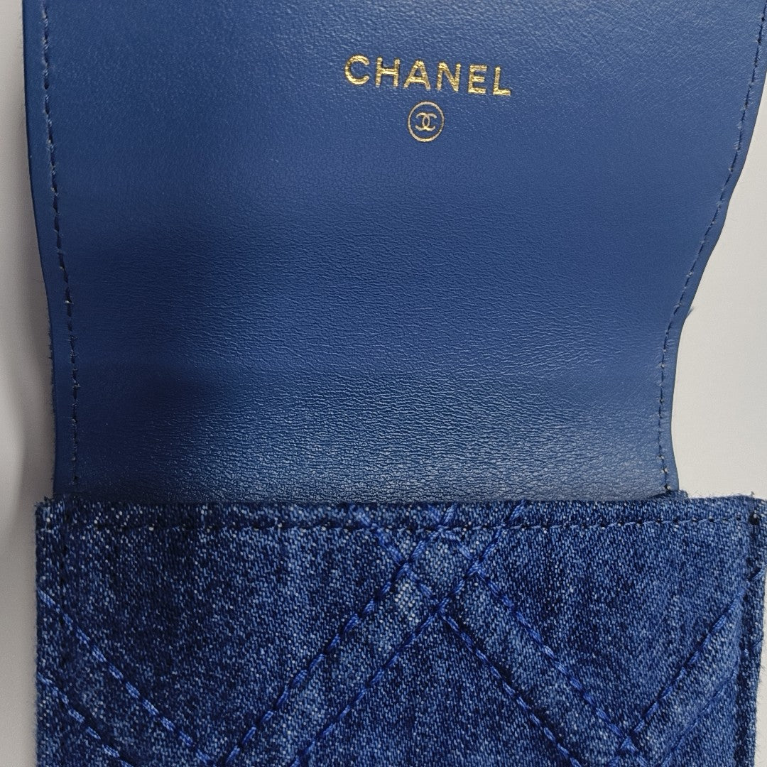 CHAIN INFINITY TOP HANDLE Quilted Denim Blue