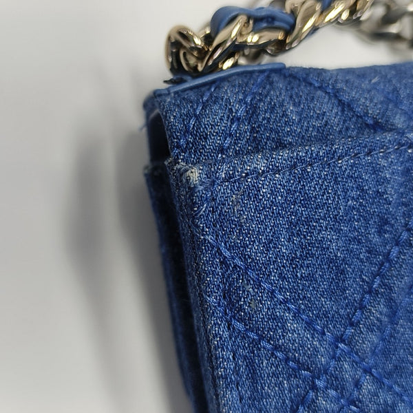 CHAIN INFINITY TOP HANDLE Quilted Denim Blue