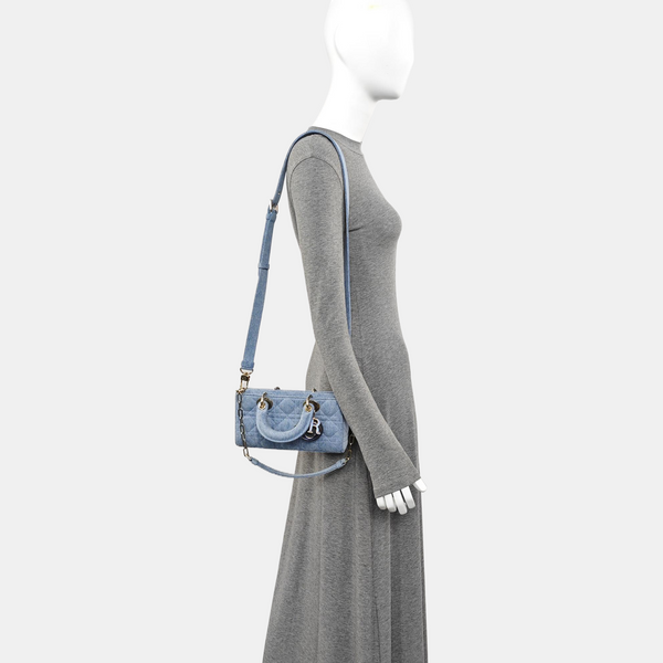 Lady D-Joy Small Cannage Denim Blue