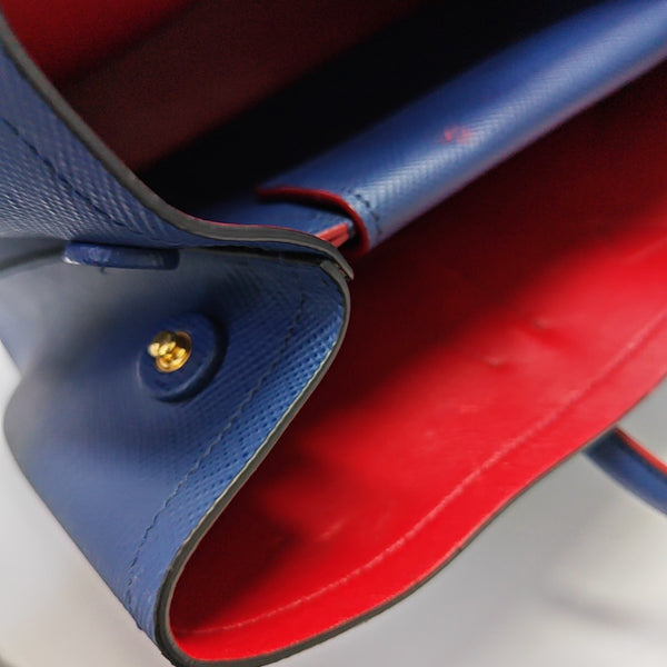 Double Large Saffiano Calfskin Blue