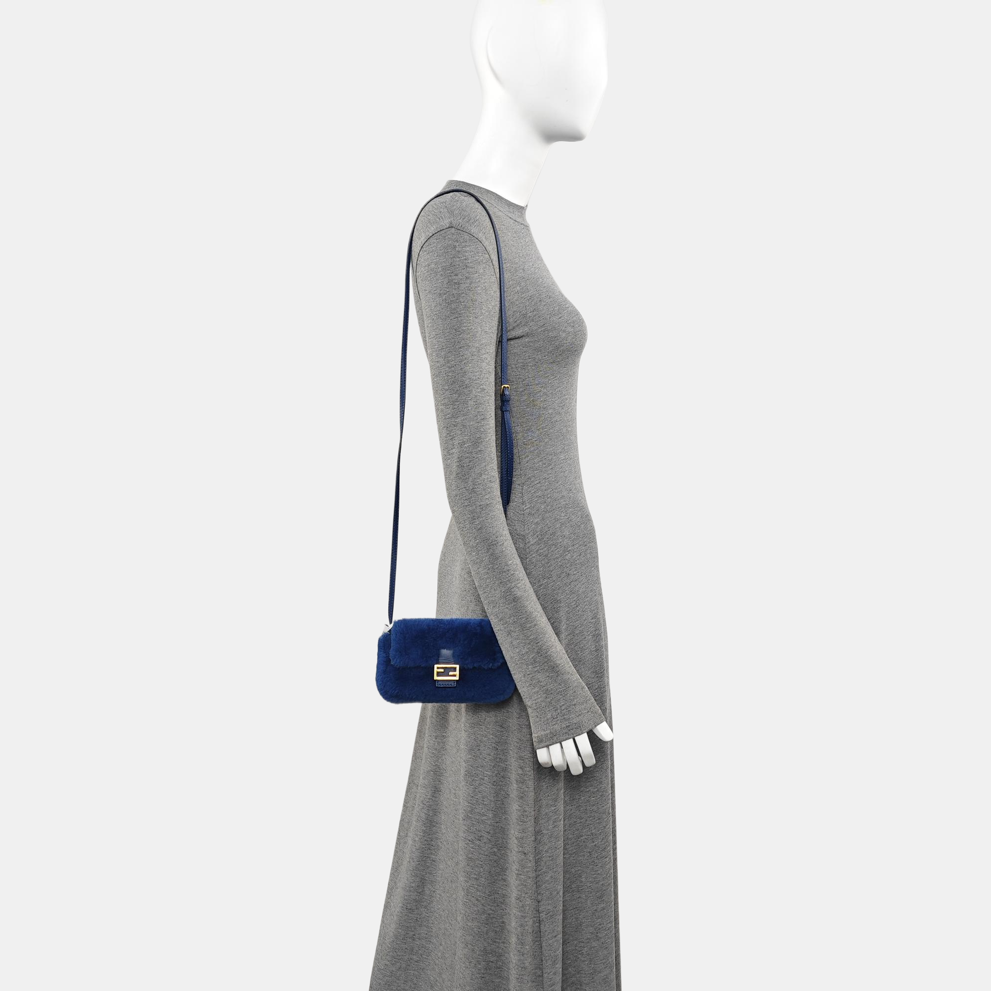 Fur Shoulder Bag Blue