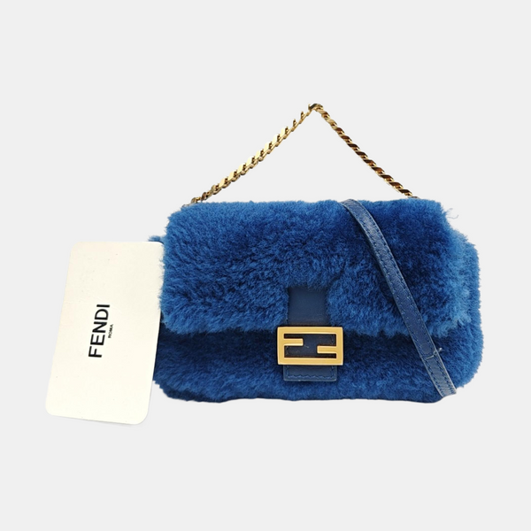 Fur Shoulder Bag Blue
