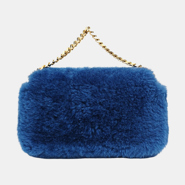 Fur Shoulder Bag Blue