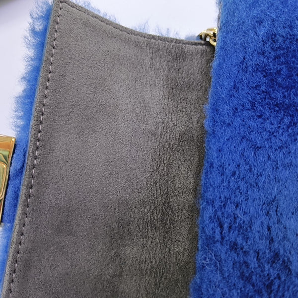 Fur Shoulder Bag Blue