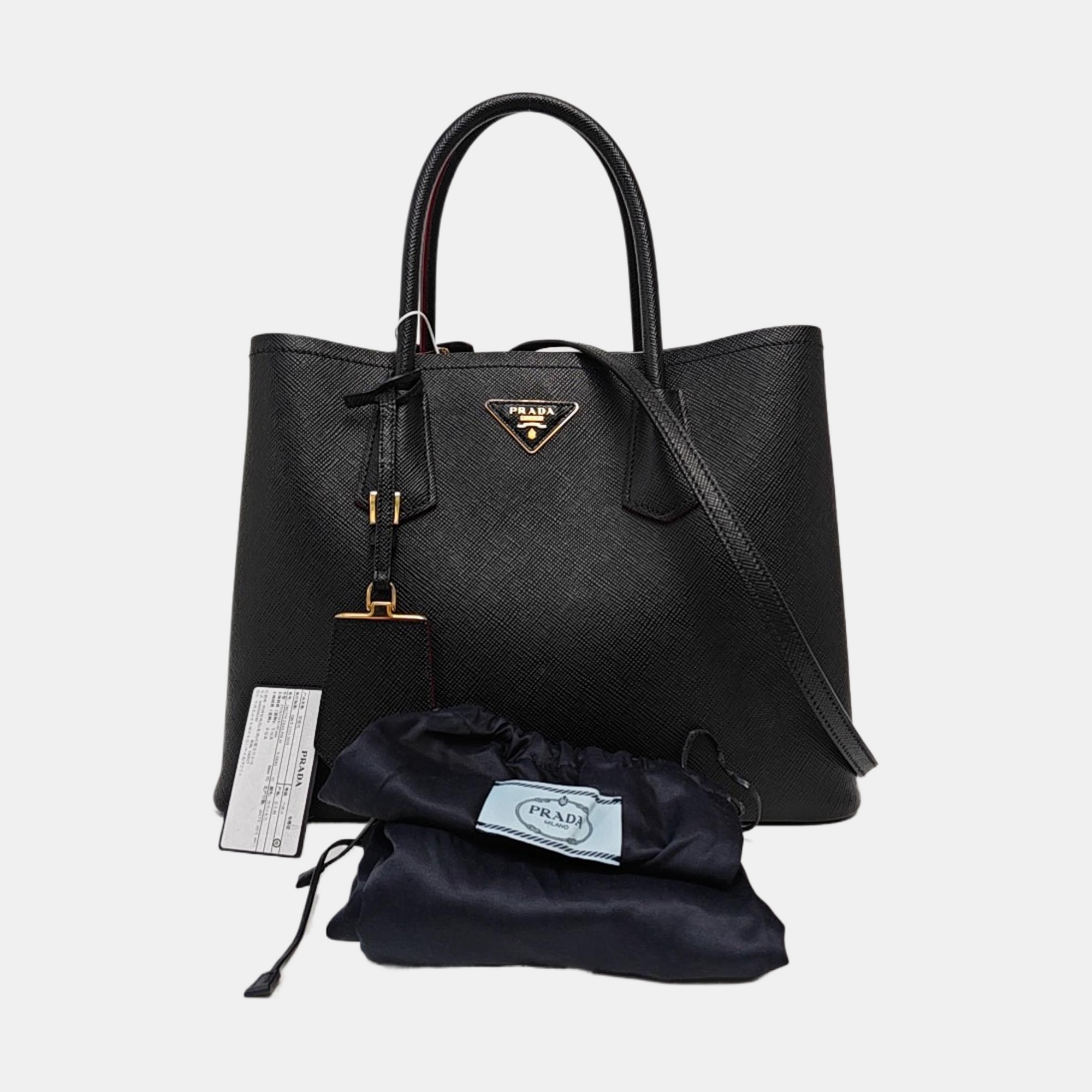 Double Medium Saffiano Calfskin Black