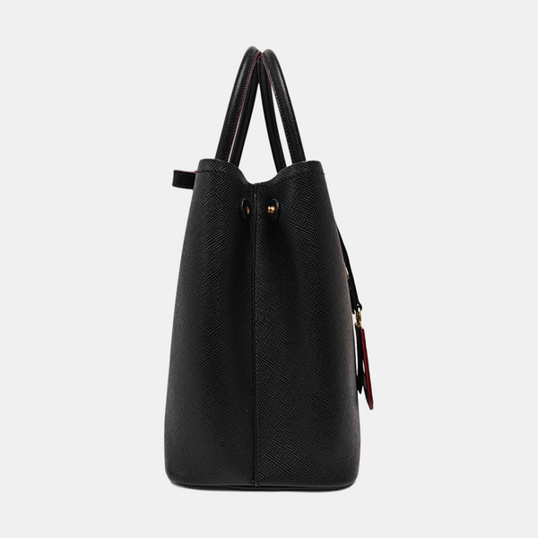 Double Medium Saffiano Calfskin Black