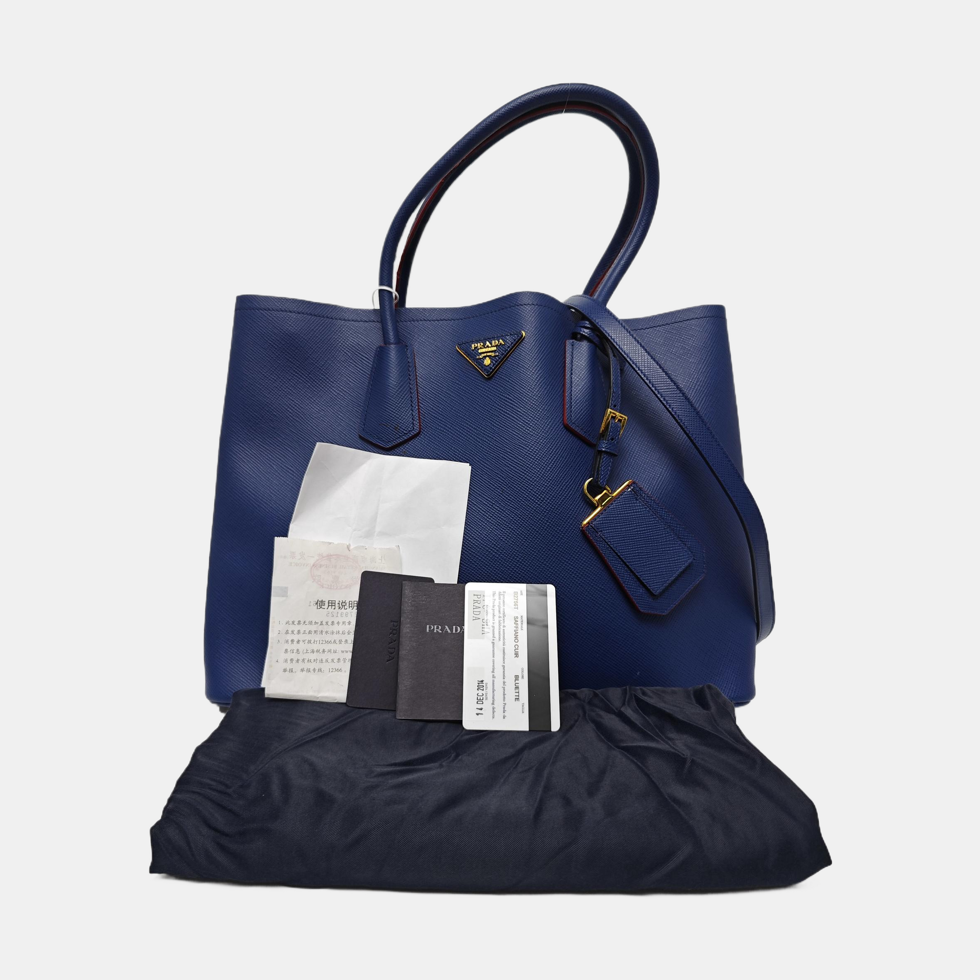 Double Large Saffiano Calfskin Blue