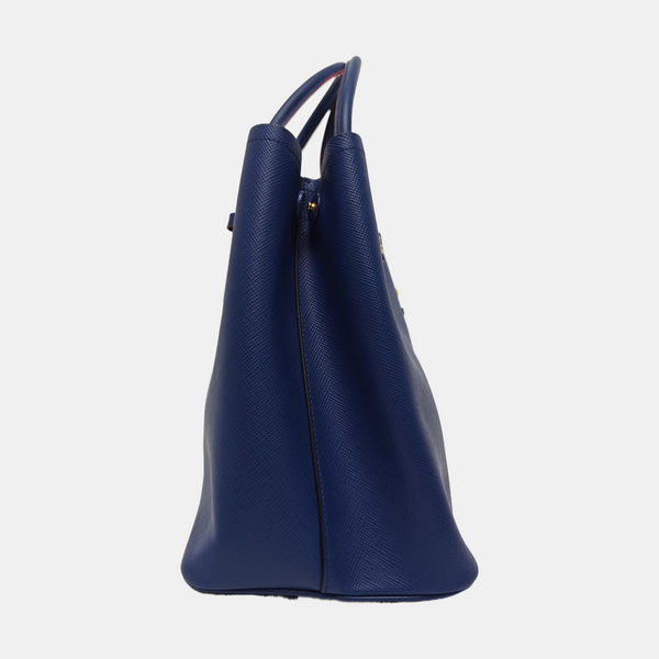 Double Large Saffiano Calfskin Blue