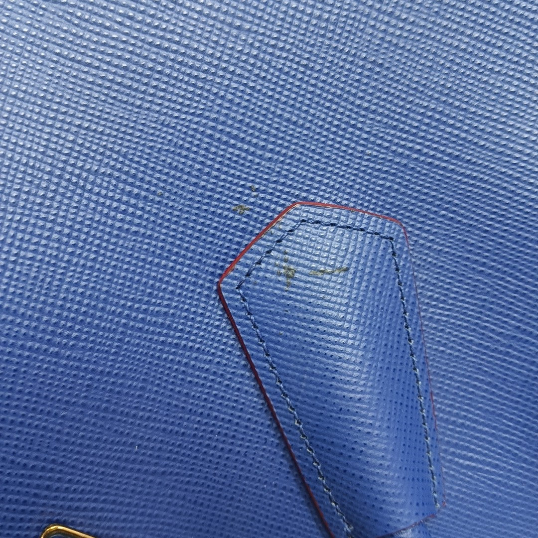 Double Large Saffiano Calfskin Blue
