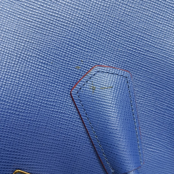 Double Large Saffiano Calfskin Blue