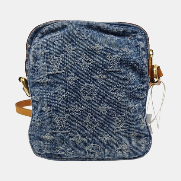 Monogram Denim Shoulder Bag Blue