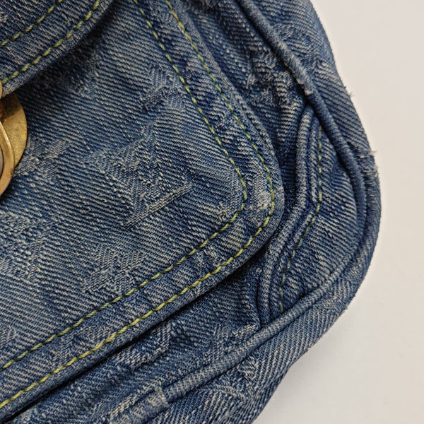 Monogram Denim Shoulder Bag Blue