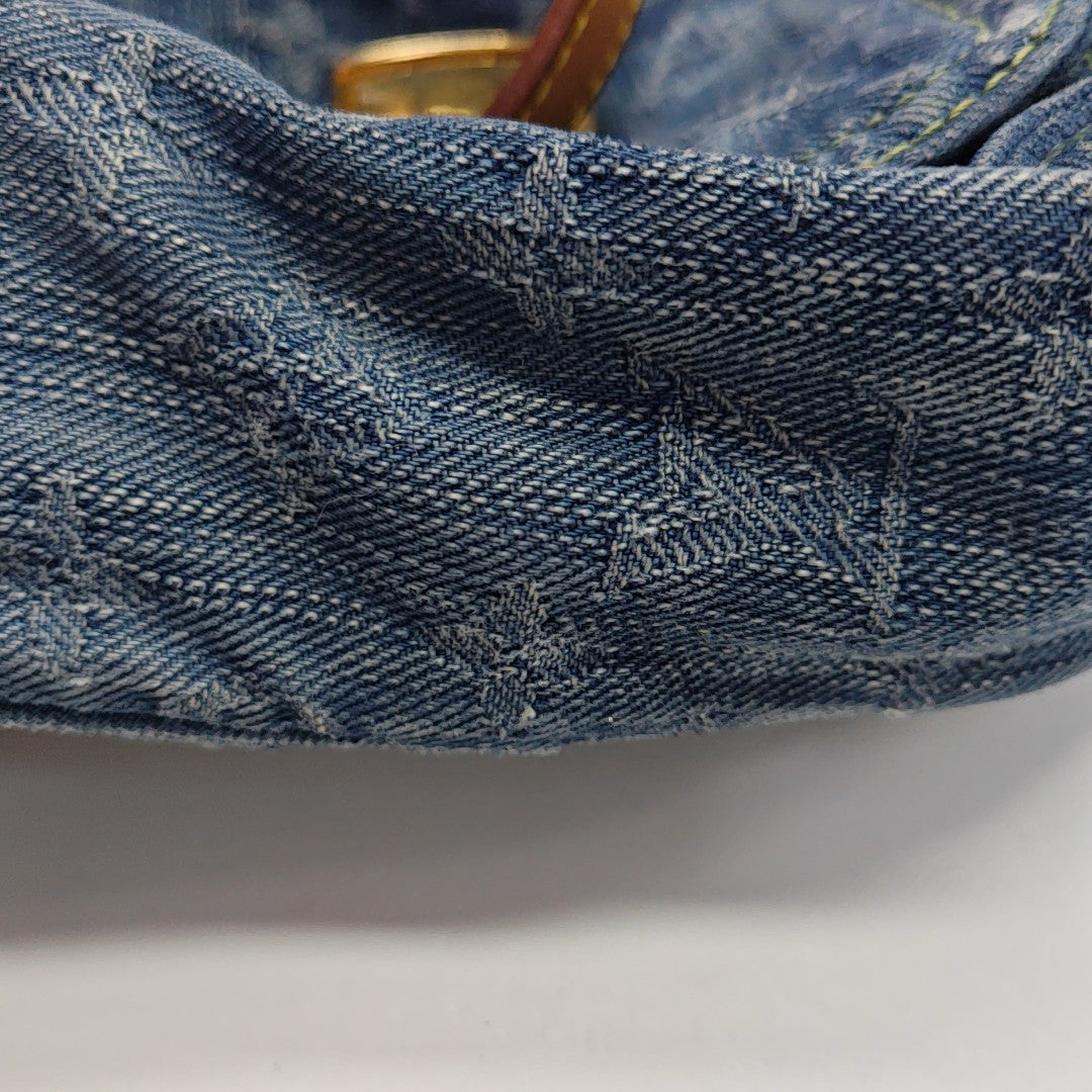 Monogram Denim Shoulder Bag Blue