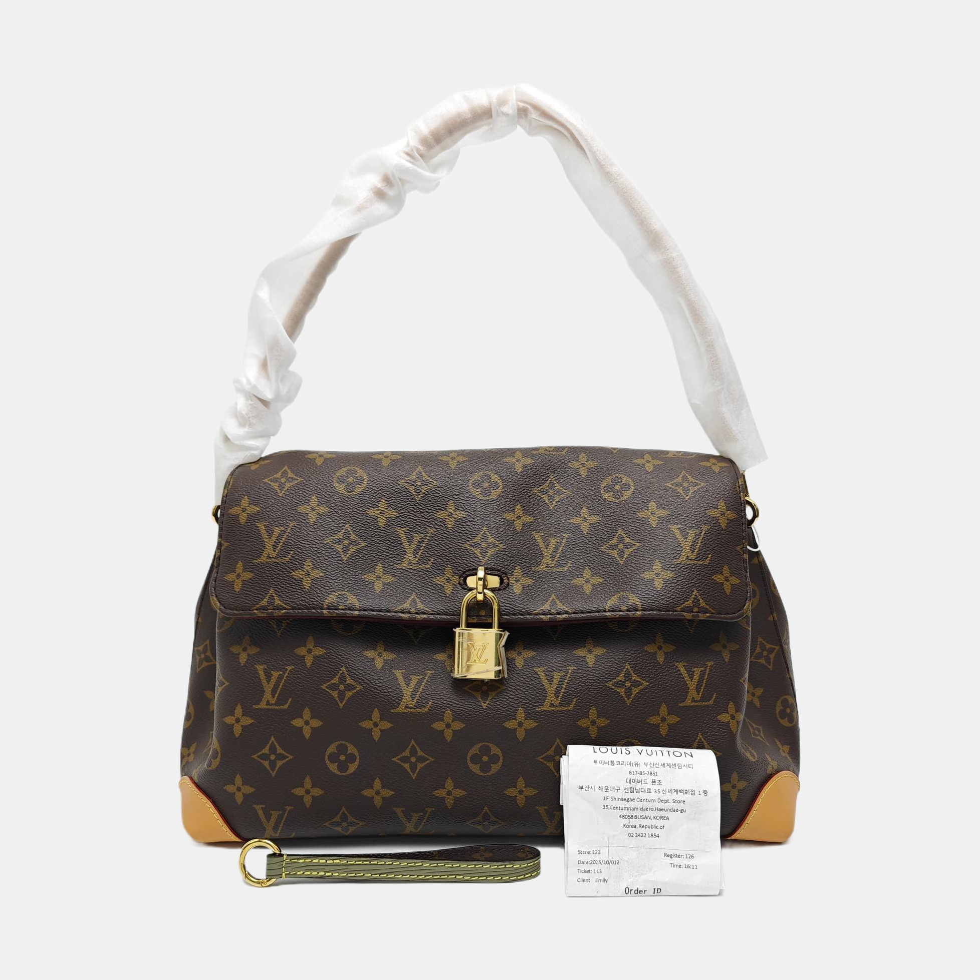 Monogram Coated Canvas Shoulder Bag MM Brown