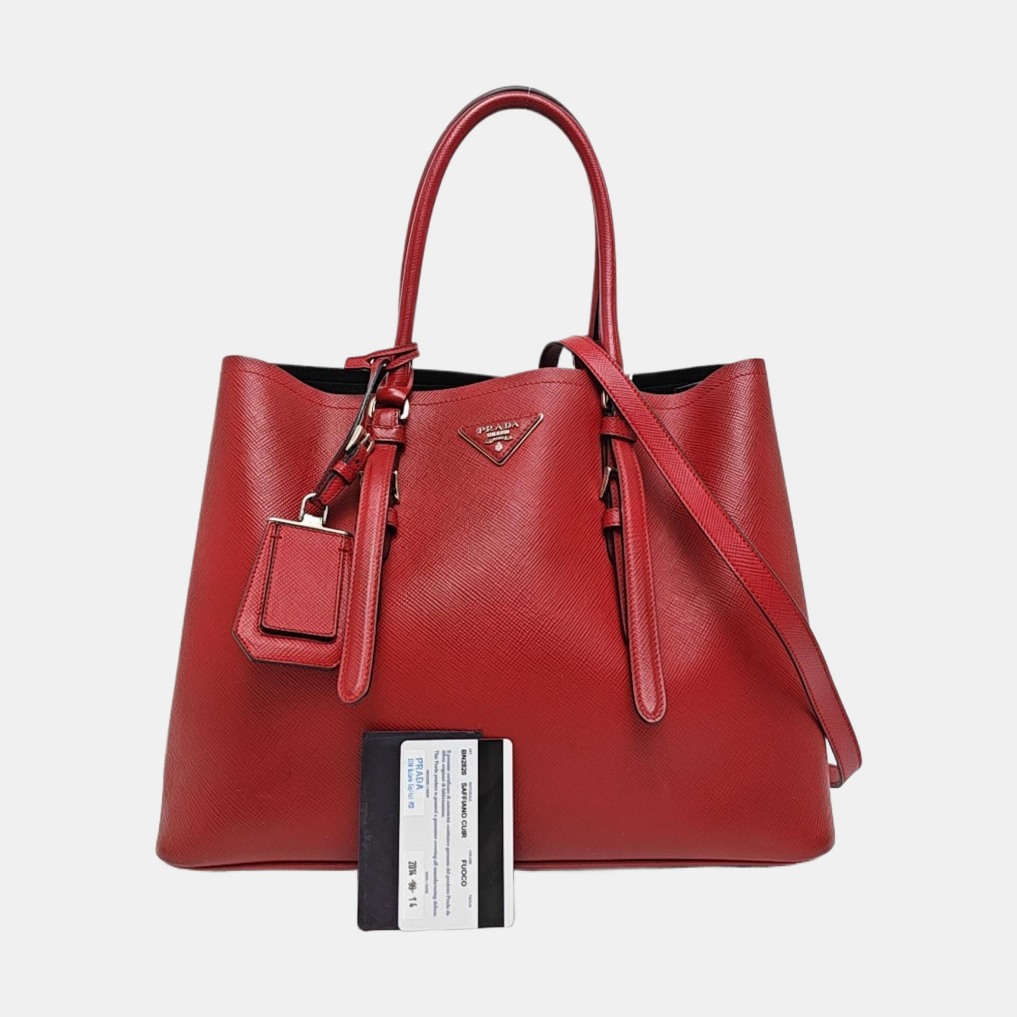 Double Large Saffiano Calfskin Red