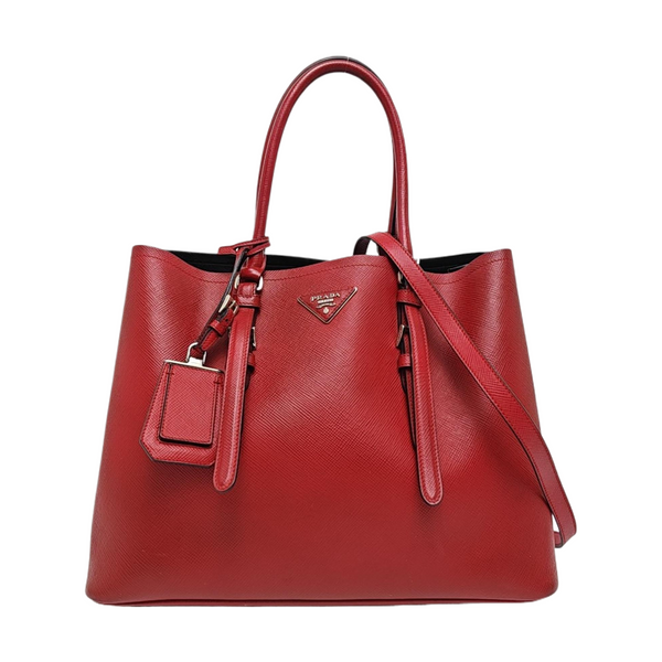 Double Large Saffiano Calfskin Red