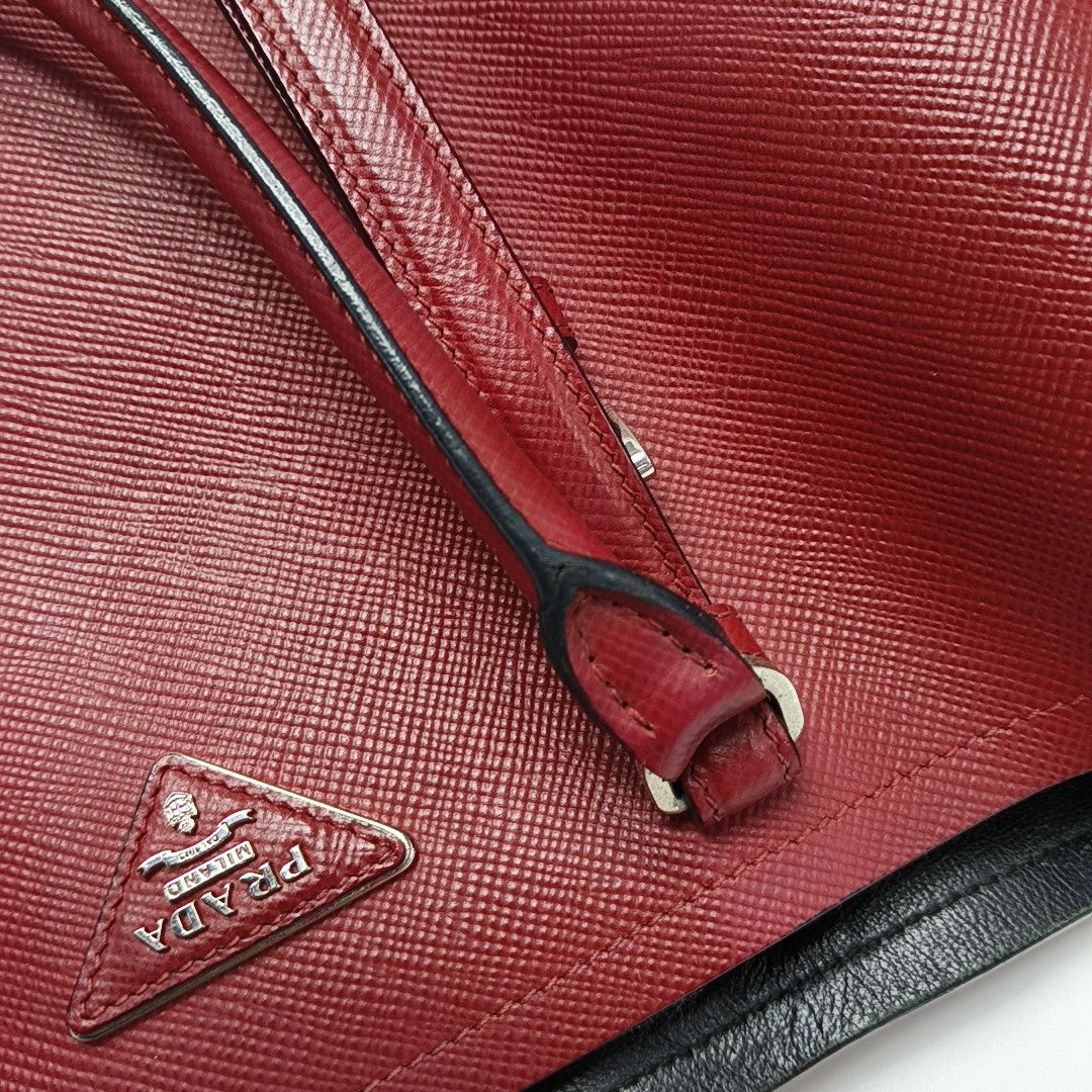 Double Large Saffiano Calfskin Red