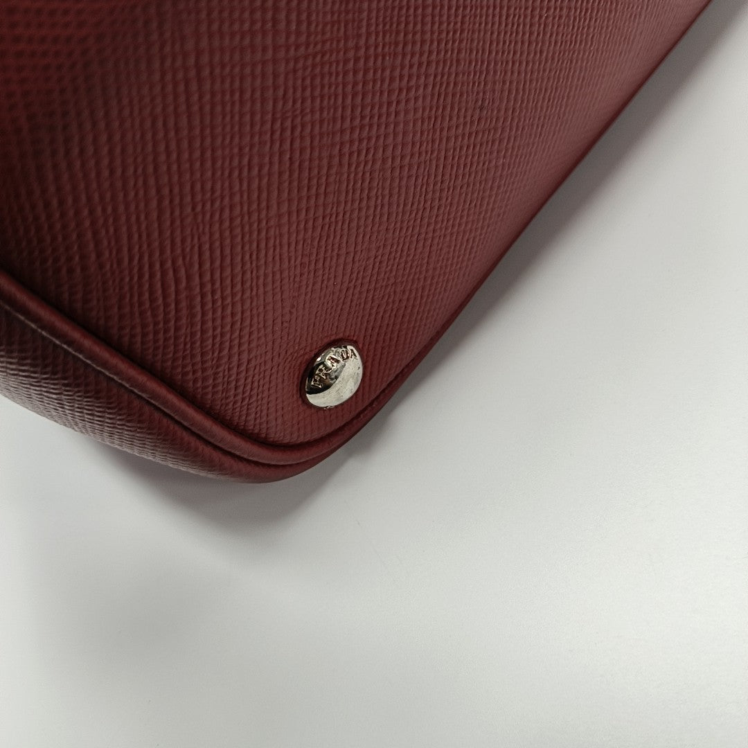 Double Large Saffiano Calfskin Red