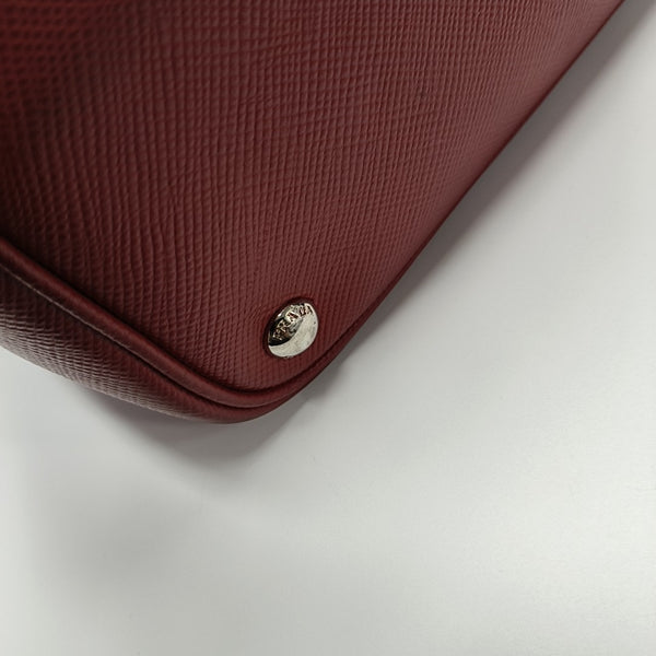 Double Large Saffiano Calfskin Red