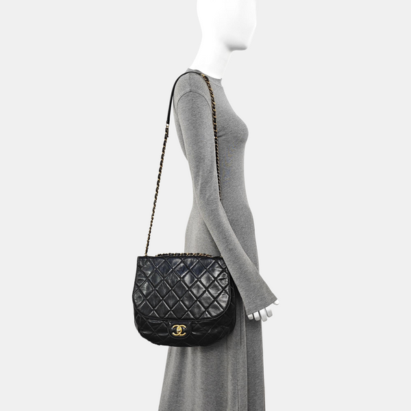 Quilted Calfskin Shoulder Bag Black