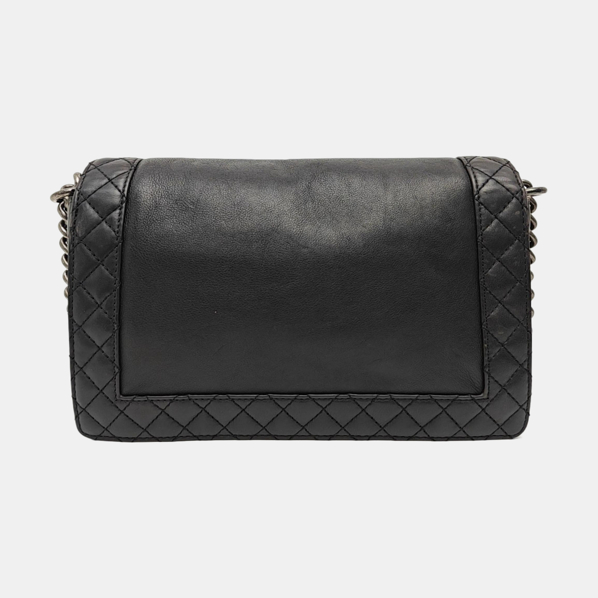 BOY CHANEL Large Quilted Calfskin Black