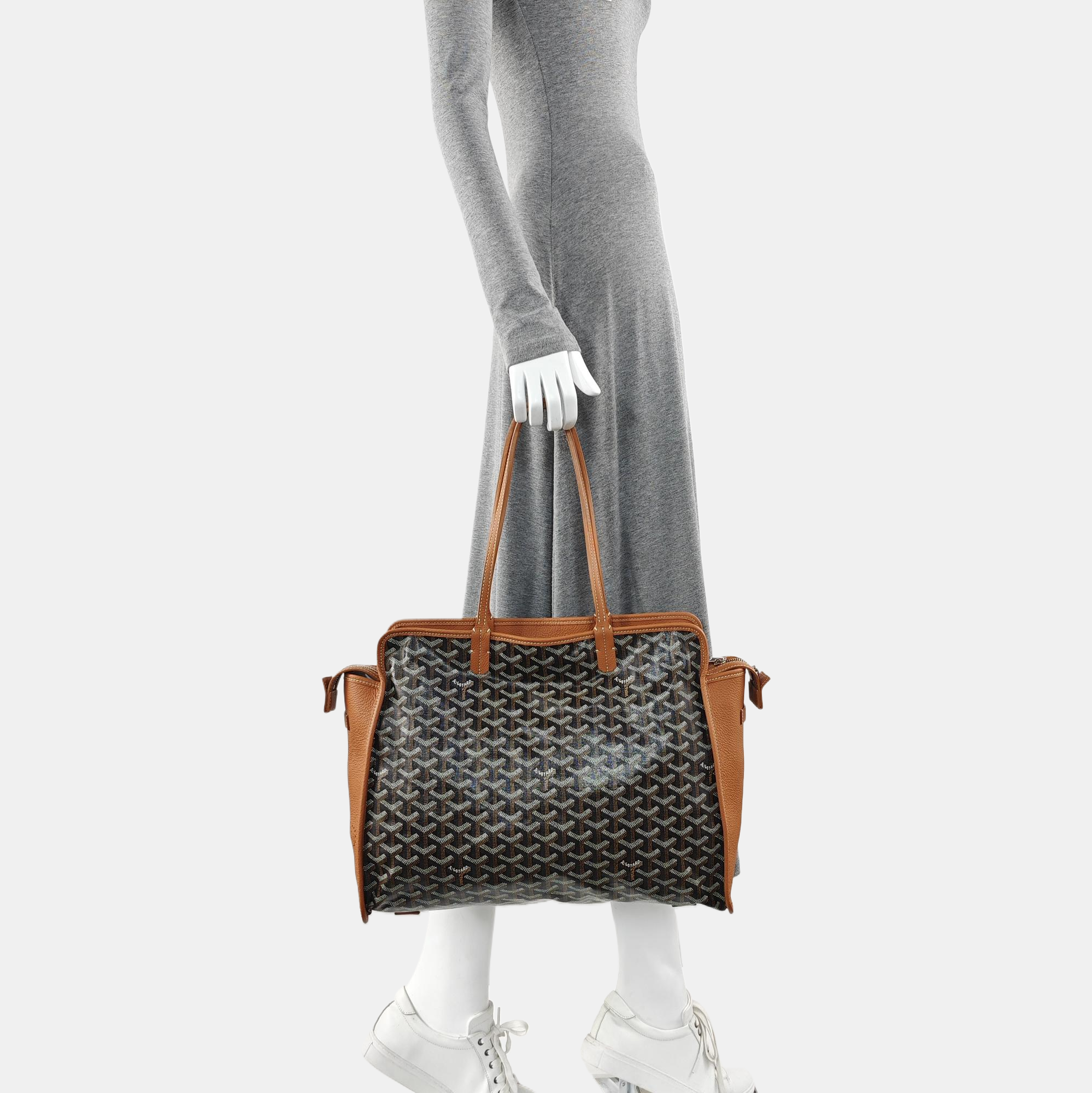 Coated Canvas Shoulder Bag Brown