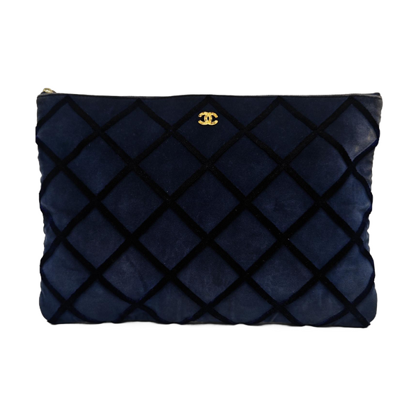 Quilted Velvet Clutch Blue