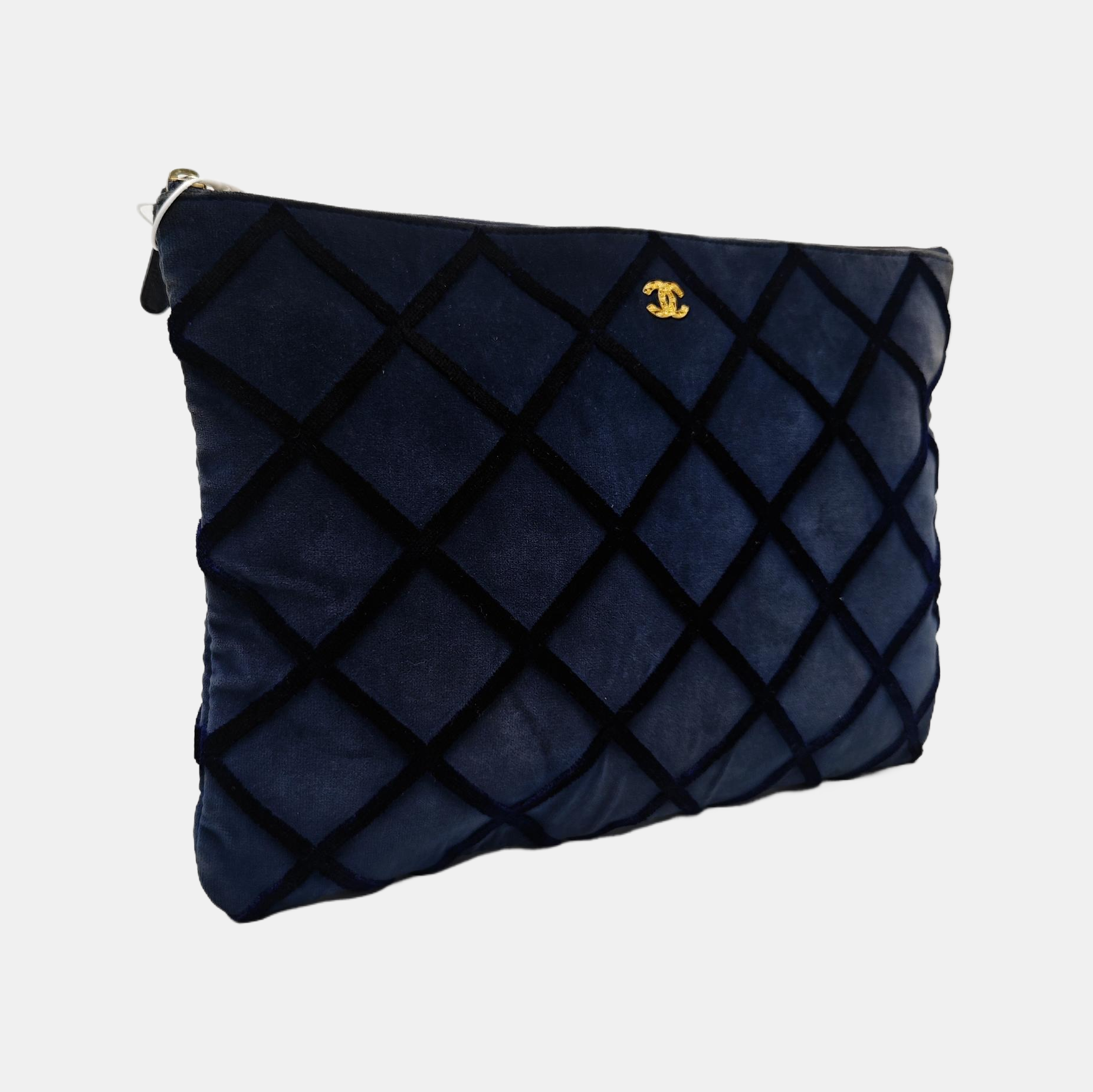 Quilted Velvet Clutch Blue