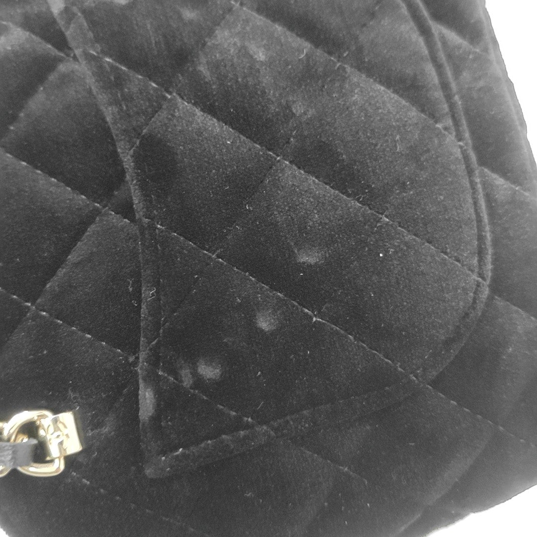 Quilted Velvet Shoulder Bag Black