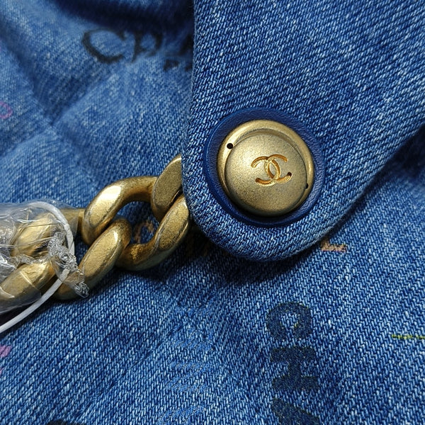 Quilted Fabric Top Handle Bag Blue