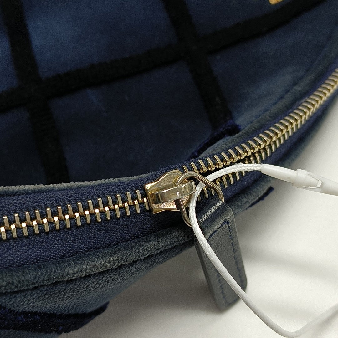 Quilted Velvet Clutch Blue