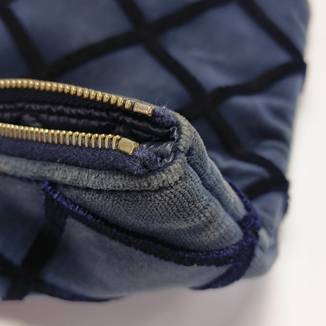 Quilted Velvet Clutch Blue