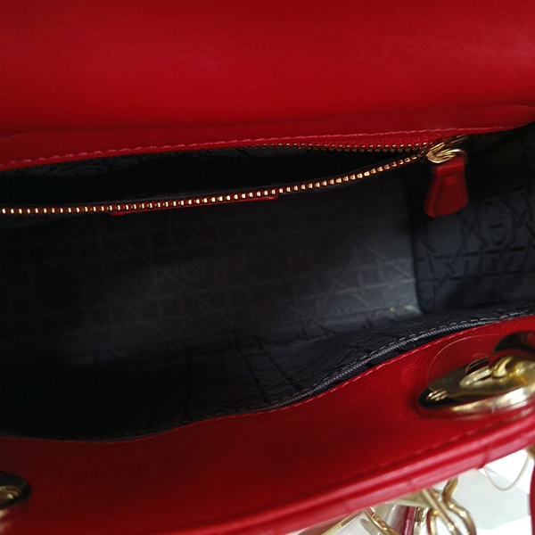 Authenticated pre-owned  Lady Dior Small Lambskin Red - Crossbody Bag at Looply