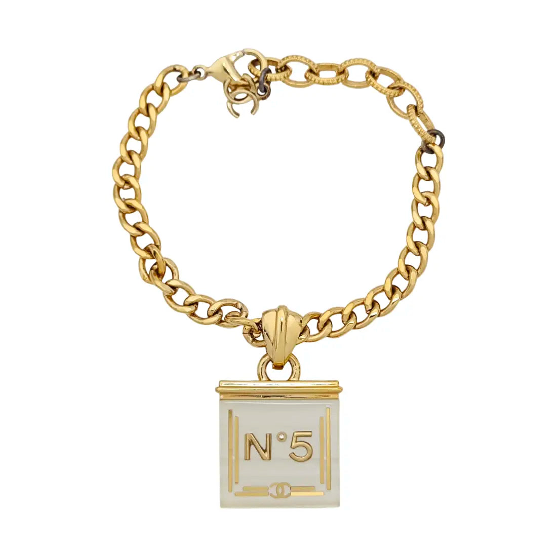 Authenticated pre-owned  Gold Plated Resin No 5 Charm Metal Bracelet - Bracelet at Looply