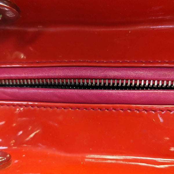 Authenticated pre-owned  Lady Dior Medium Patent Leather Red - Shoulder Bag at Looply