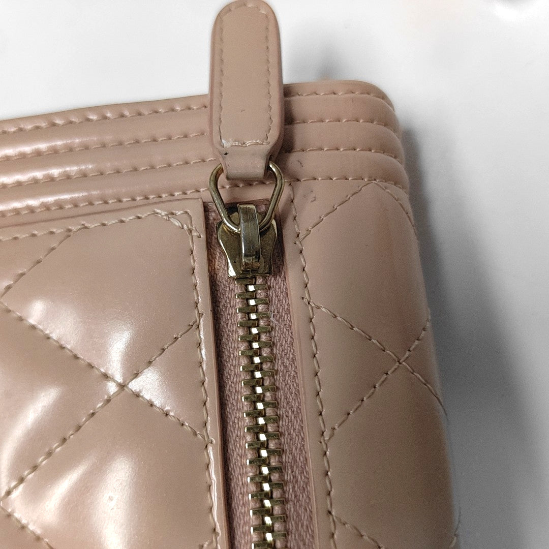 Authenticated pre-owned  Boy Chanel Quilted Patent Leather Pink Wallet - Wallet at Looply