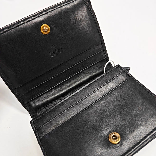 Authenticated pre-owned  GG Marmont Calfskin Black Card Holder - Card Holder at Looply